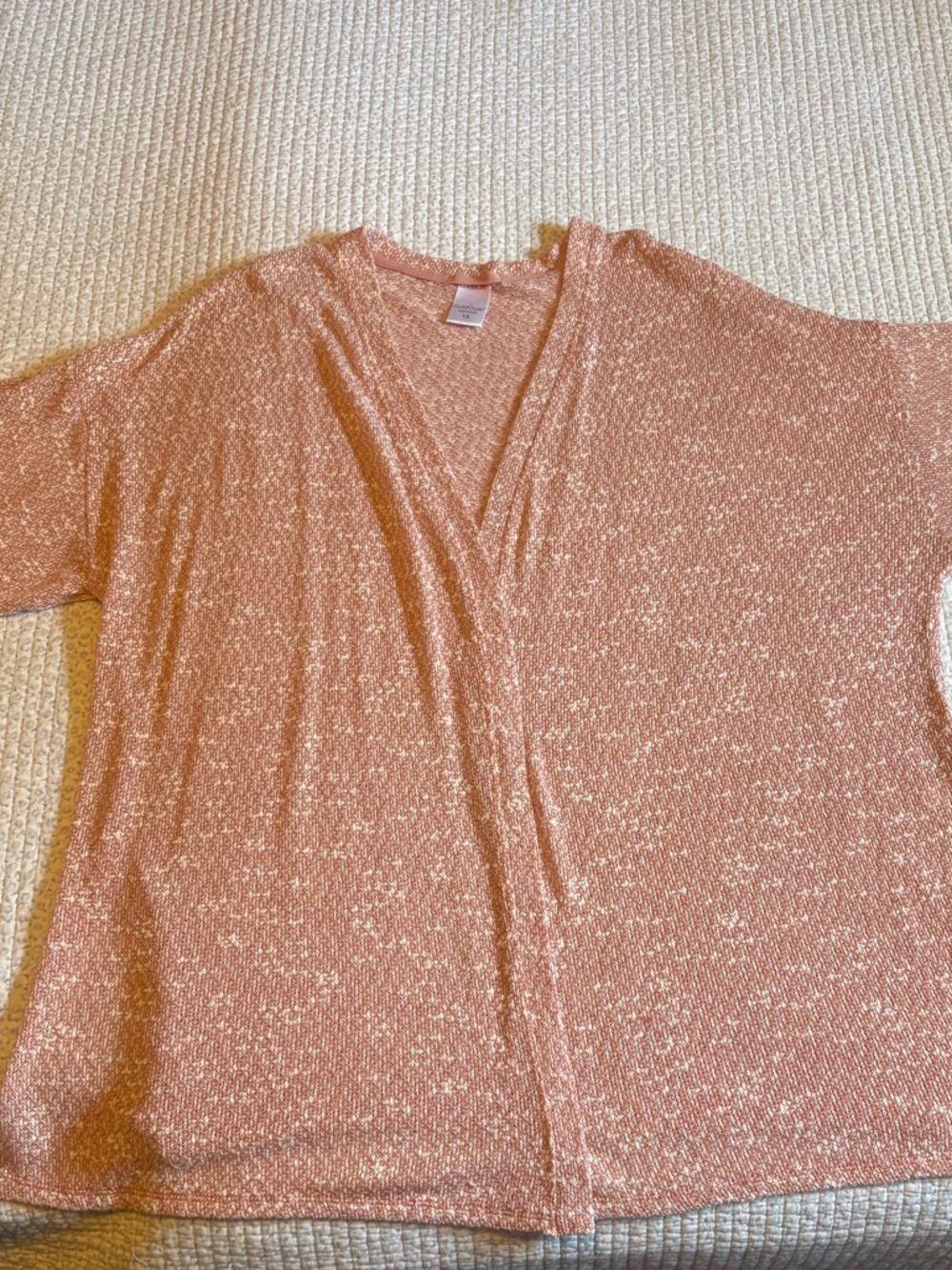Cuddl Duds Dusty Pink Marled Knit Open Cardigan